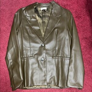 NW: Paper Crane Olive Green Leather Blazer- Size Small